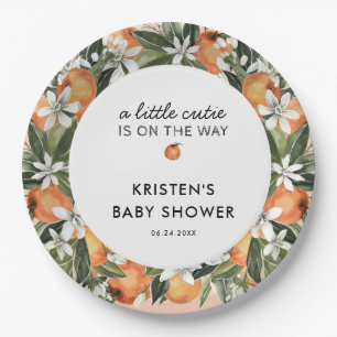 Orange Little Cutie Baby Shower Paper Plates