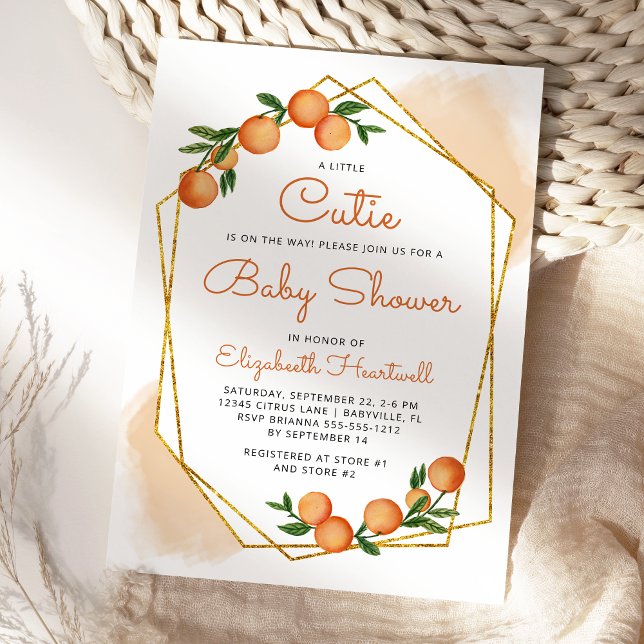 Orange Little Cutie Citrus Baby Shower Invitation (Creator Uploaded)