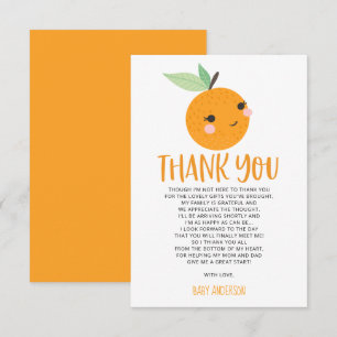 Orange Little Cutie Citrus Baby Shower Thank You Invitation