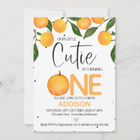 Orange Little Cutie First Birthday Invitation