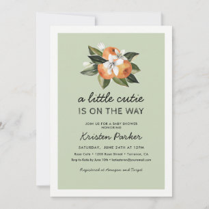 Orange Little Cutie Is On The Way Baby Shower Invi Invitation