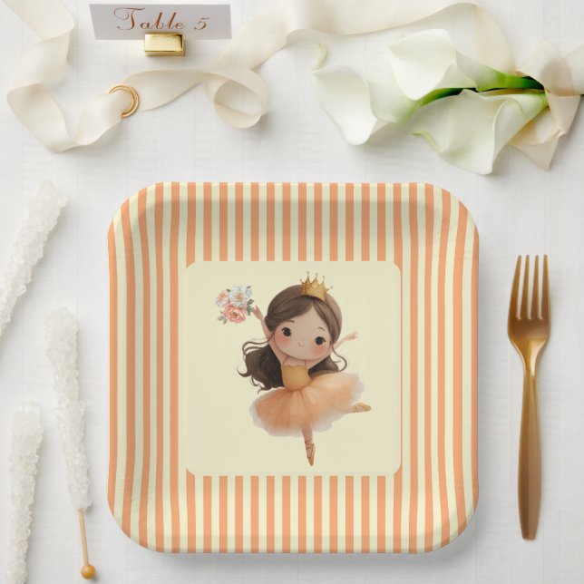 Orange Little Princess Ball  Paper Plate (Wedding)