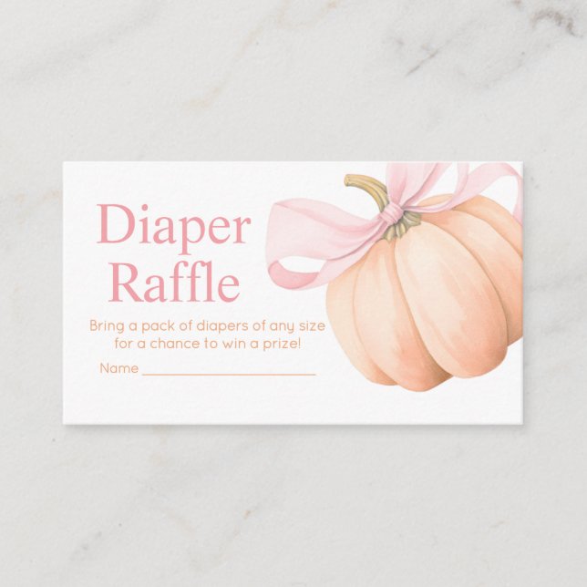 Orange Little Pumpkin Baby Shower Diaper Raffle Enclosure Card (Front)