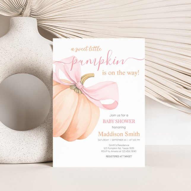 Orange Little Pumpkin Baby Shower Invitation (Elegant Pumpkin Baby Shower Invitation)