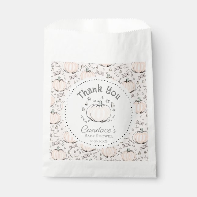 Orange Little Pumpkin Baby Shower Thank You Favour Bag (Front)