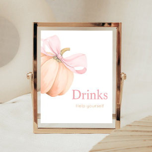Orange Little Pumpkin Bow Drinks Sign