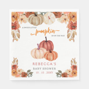 Orange Little Pumpkin Gender Neutral Baby Shower Napkin