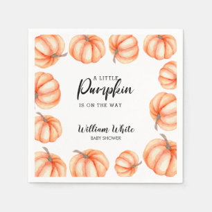  Orange Little Pumpkin Halloween Fall Baby Shower  Napkin