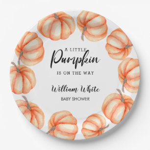  Orange Little Pumpkin Halloween Fall Baby Shower  Paper Plate