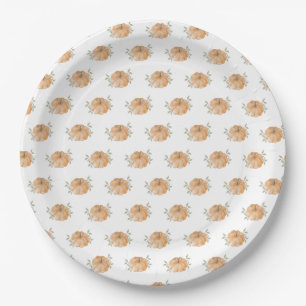 Orange Little Pumpkin Pattern Autumn Paper Plate