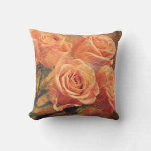 Orange Living Coral Roses Cushion