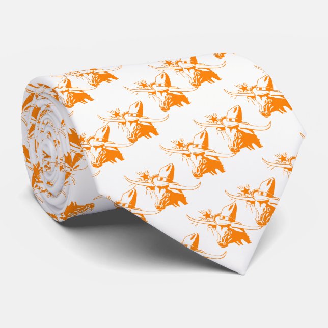 Orange Longhorn Steer with Cowboy Hat Tie (Rolled)