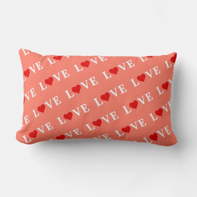 Orange LOVE and Heart Modern Eelegant Lumbar Cushion (Front)