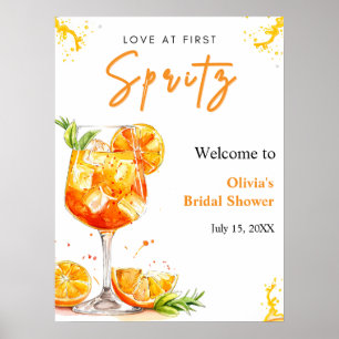 Orange Love at First Spritz Bridal Shower Welcome Poster