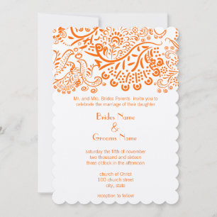 Orange Love Birds Wedding Invitation