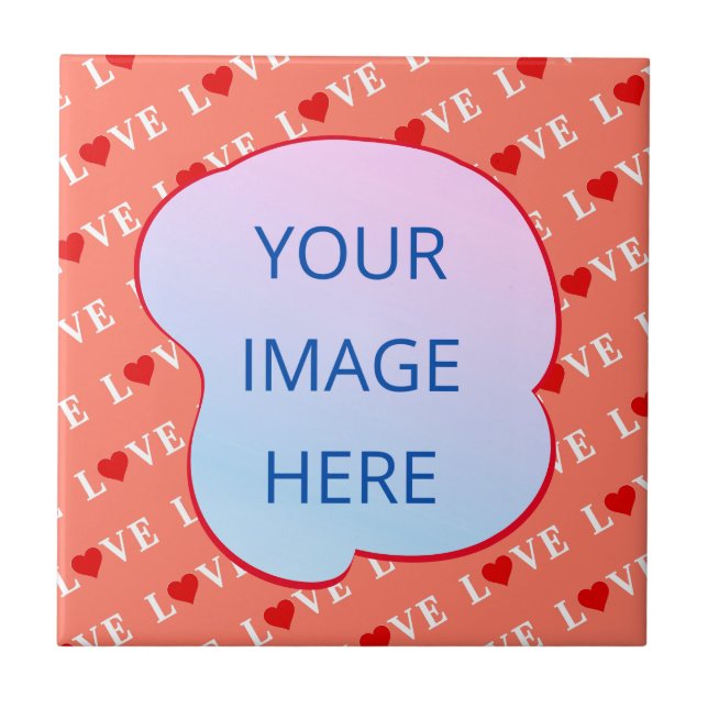 Orange LOVE Heart Ceramic Tile (Front)