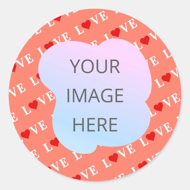 Orange LOVE Heart Classic Round Sticker (Front)
