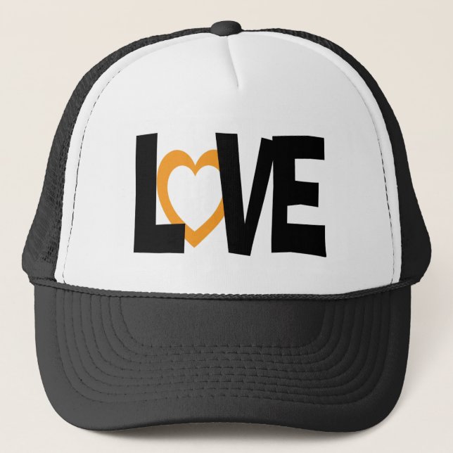 Orange love heart word wedding hat (Front)