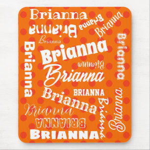 Orange Lover Polka Dotted Personalised Word Art Mouse Pad