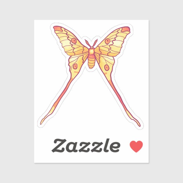 Orange Luna Moth Art – Colourful Insect Art (Sheet)