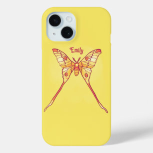 Orange Luna Moth Art – Colourful Insect Art iPhone 15 Case