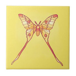 Orange Luna Moth Art – Colourful Insect Art Ceramic Tile