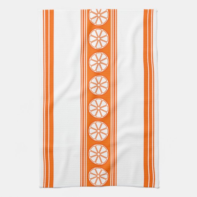 Orange Luxury Jacquard Stripes Tea Towel (Vertical)