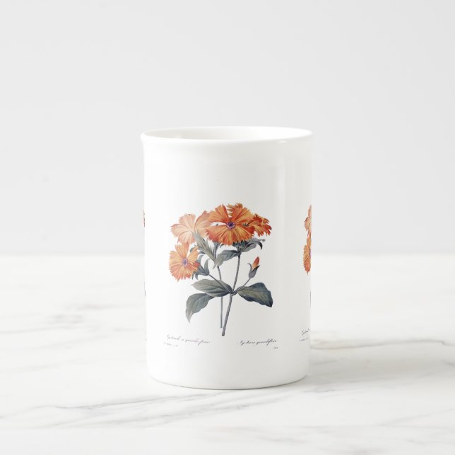 Orange Lychnis Redoute  Bone China Mug (Front)