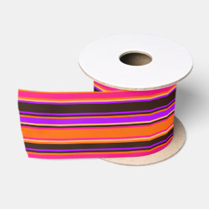 Orange, Magenta, & Purple Striped Ribbon Satin Ribbon