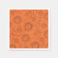 Orange Magic Vintage Celestial Sun Moon Stars