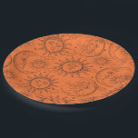 Orange Magic Vintage Celestial Sun Moon Stars Paper Plate<br><div class="desc">Customise with text if desired</div>