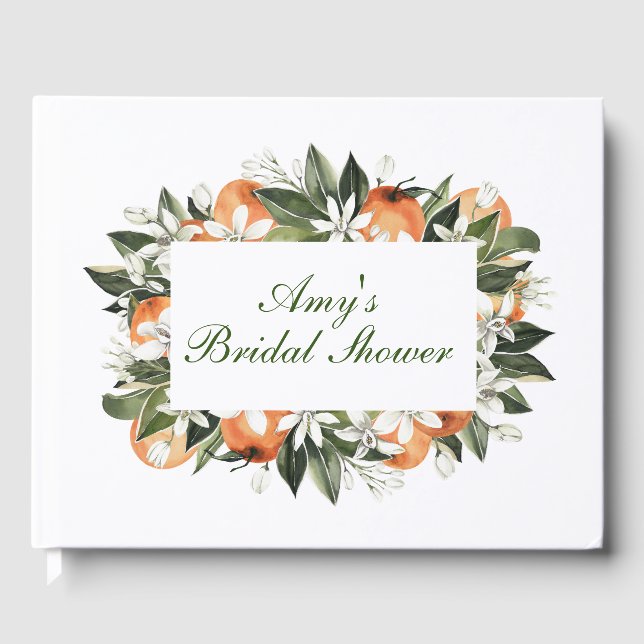 Orange Main Squeeze Bridal Shower Guest Book (Front)