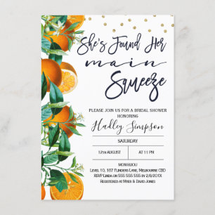 Orange Main Squeeze Bridal Shower Invitation
