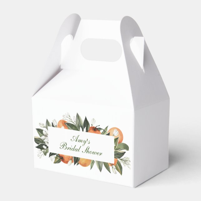 Orange Main Squeeze Gable Style Favour Box (Front Side)