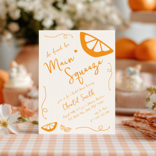 Orange Main Squeeze Hand Drawn Bridal Shower Invitation