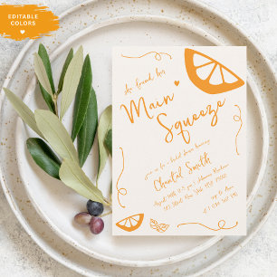 Orange Main Squeeze Hand Drawn Bridal Shower Invitation