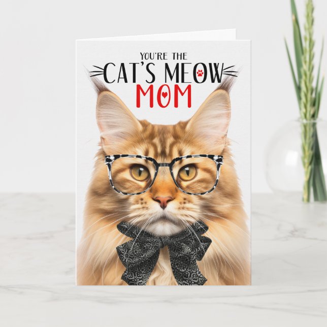 Orange Maine Coon Cat for Mum on Mother's Day Holiday Card (Front)