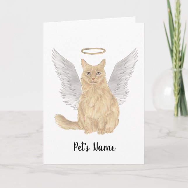 Orange Maine Coon Sympathy Memorial Card (Front)