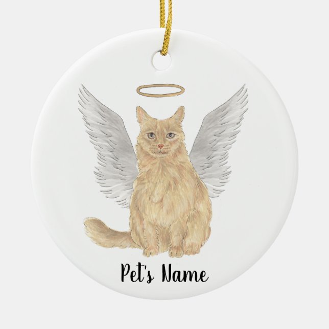 Orange Maine Coon Sympathy Memorial Ceramic Ornament (Front)