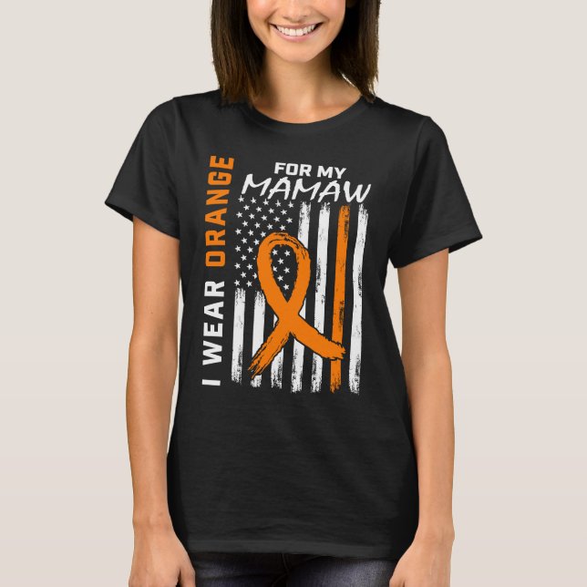 Orange Mamaw Leukemia Awareness USA Flag Kids  Pro T-Shirt (Front)