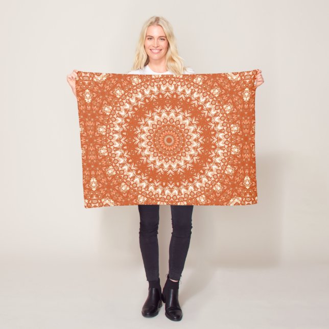 Orange mandala.  fleece blanket (In Situ)