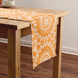 Orange Mandala Geometric Pattern Medium Table Runner
