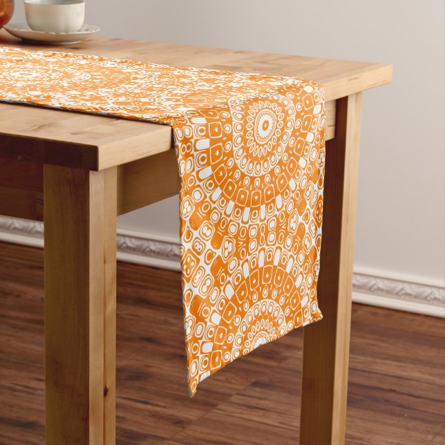 Orange Mandala Geometric Pattern Medium Table Runner (In Situ)