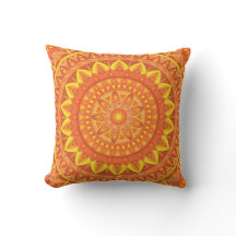 Orange Mandala Warm Boho Pattern Vibrant Cosy