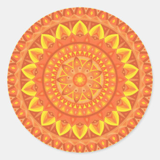 Orange Mandala Warm Boho Vibrant Aesthetic Decal Classic Round Sticker