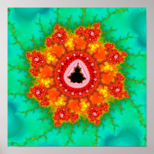 Orange Mandelbrot Set Zoom Poster