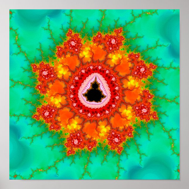 Orange Mandelbrot Set Zoom Poster (Front)