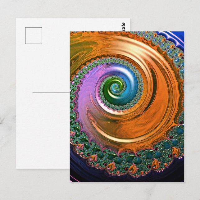 Orange Mandelbrot Swirl Postcard (Front/Back)