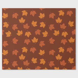 Orange Maple Leaf Autumn Seamless Pattern Wrapping Paper