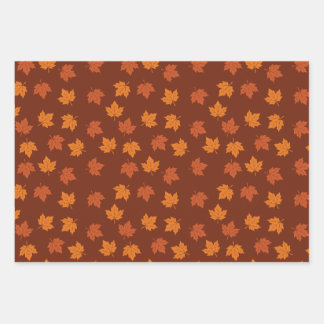 Orange Maple Leaf Autumn Seamless Pattern Wrapping Paper Sheet